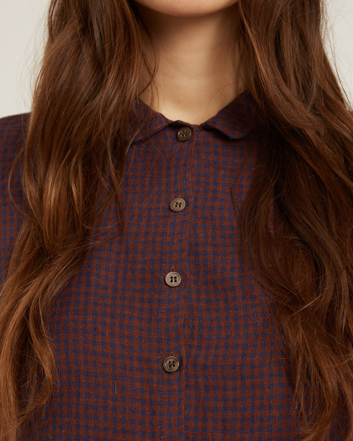 blouse en lin PIPPA à petits carreaux