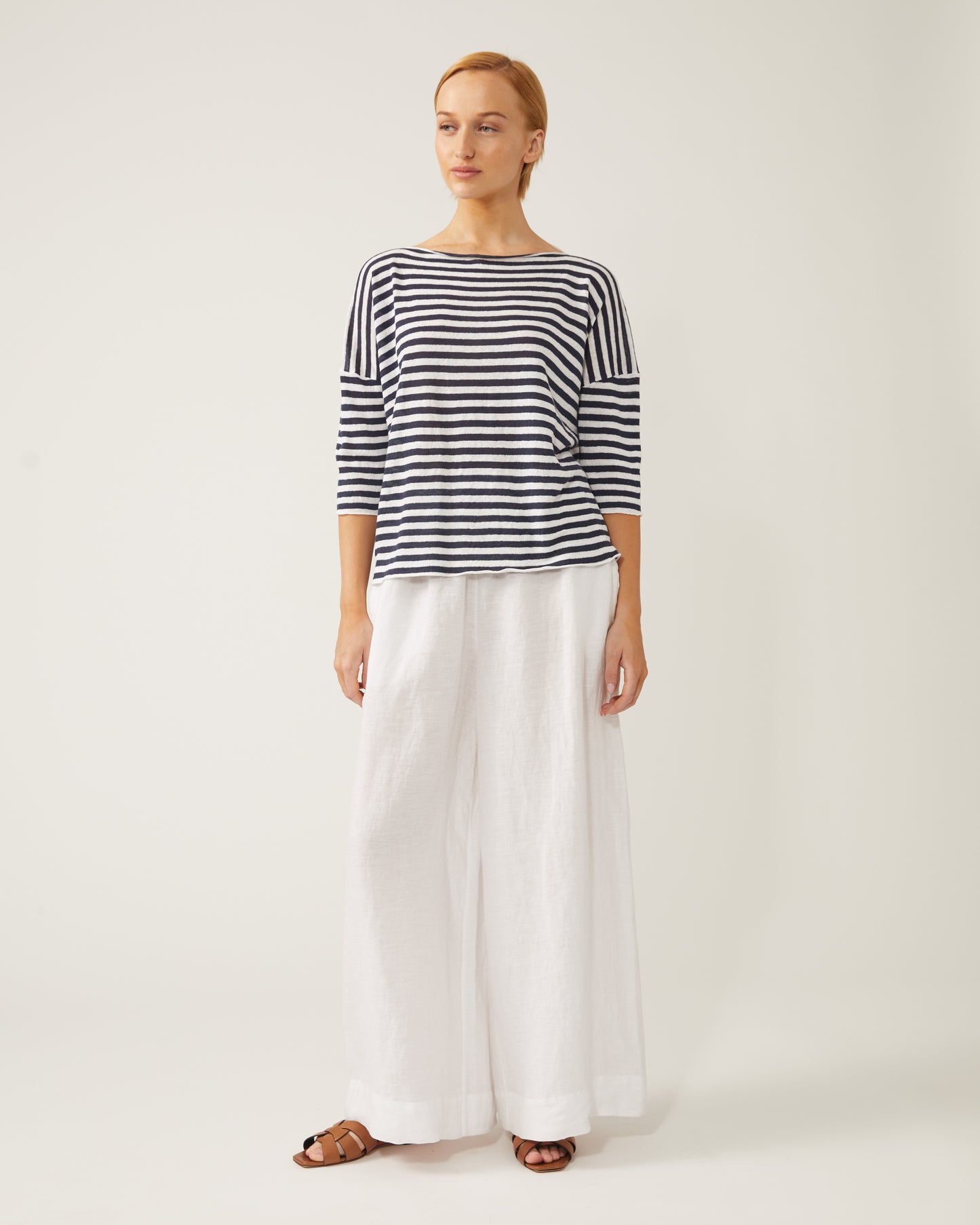 chandail en lin à col bateau et manches 3/4 SEINA