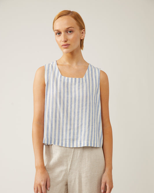 top rayé en lin AYA