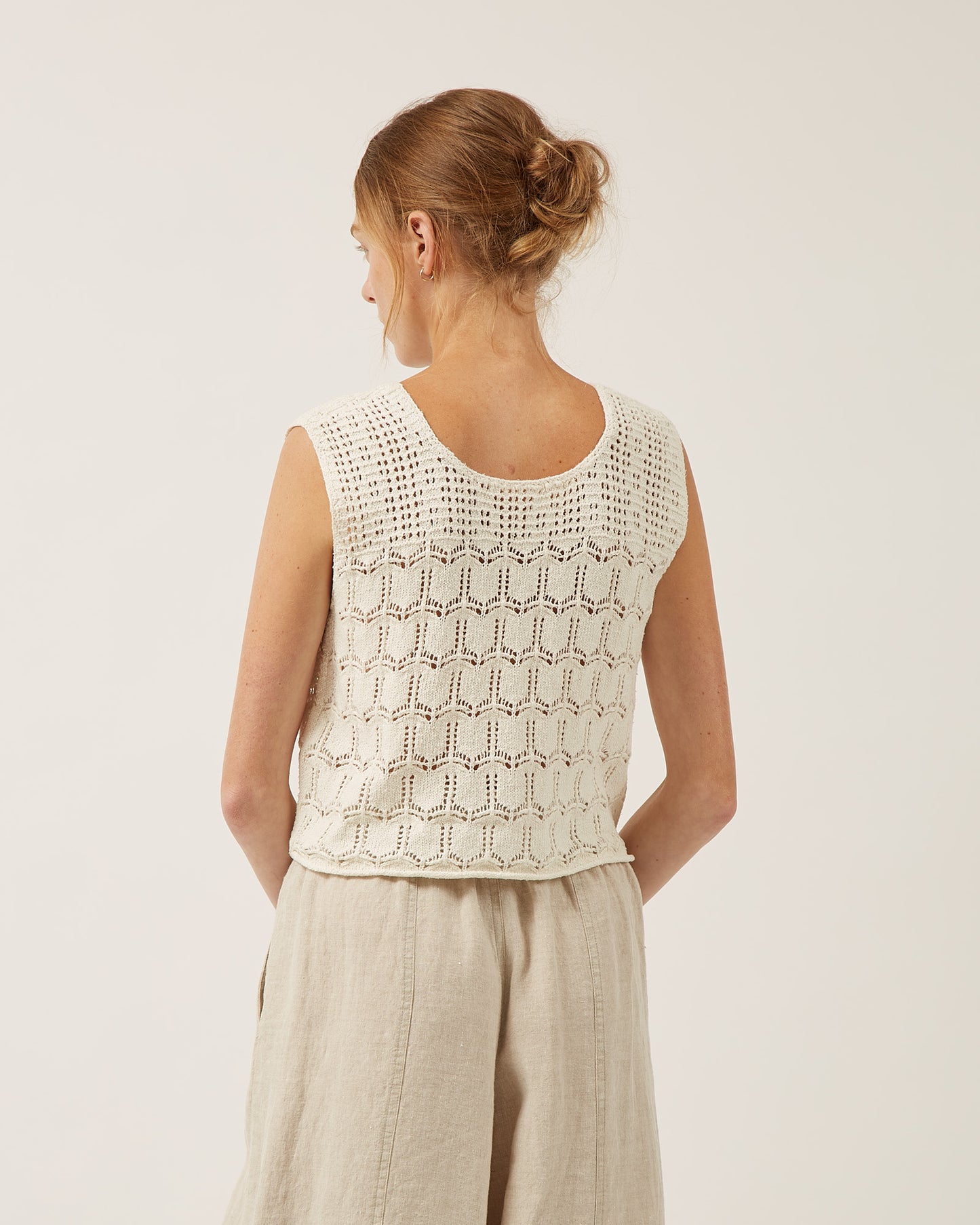 chandail sans manches en maille dentelle de coton et soie JANNE