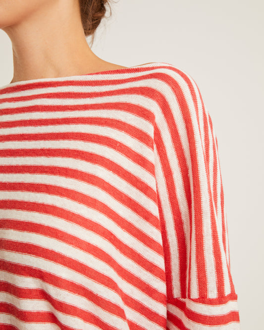 chandail en lin à col bateau et manches 3/4 SEINA