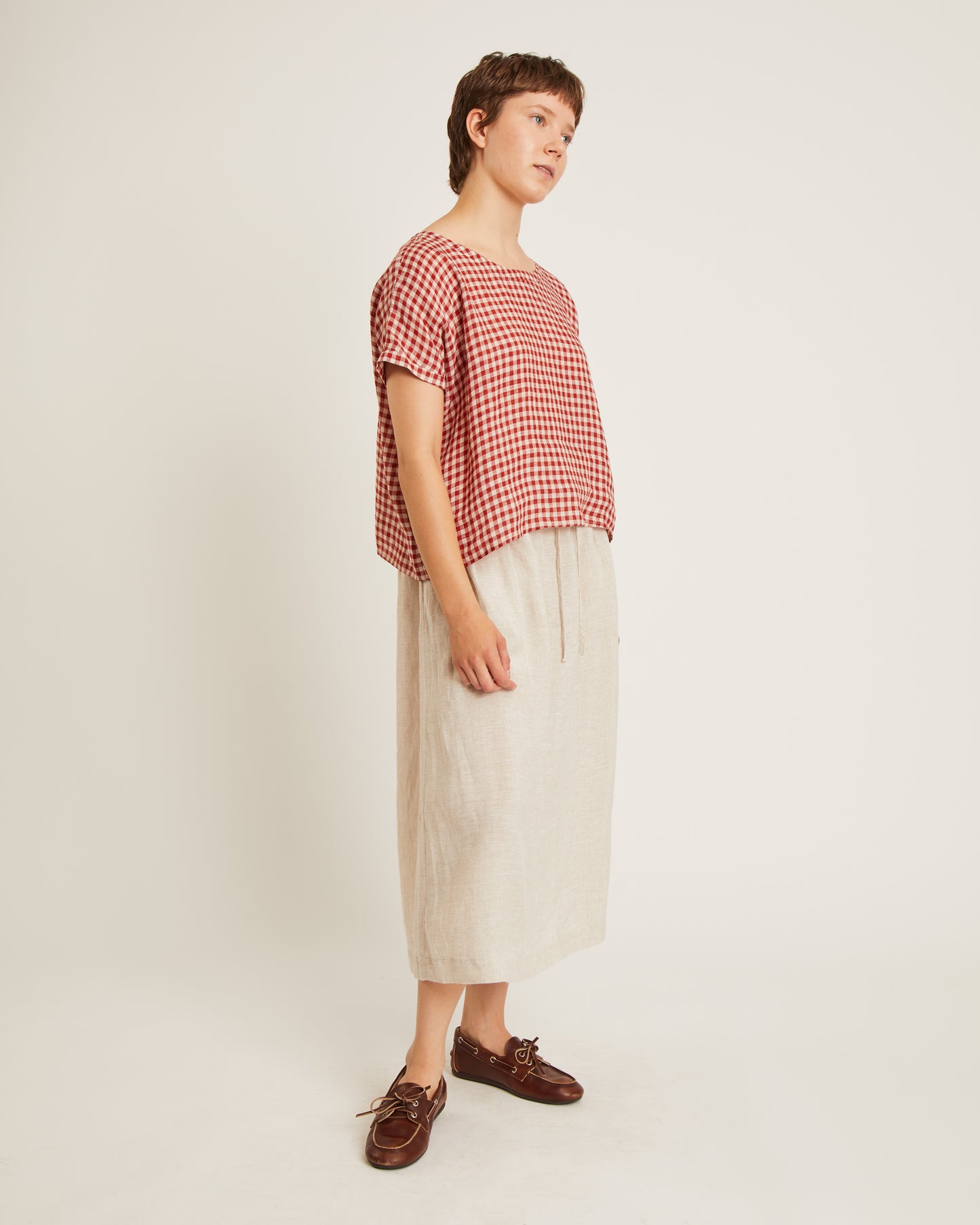 top en lin JOANNA à petits carreaux vichy