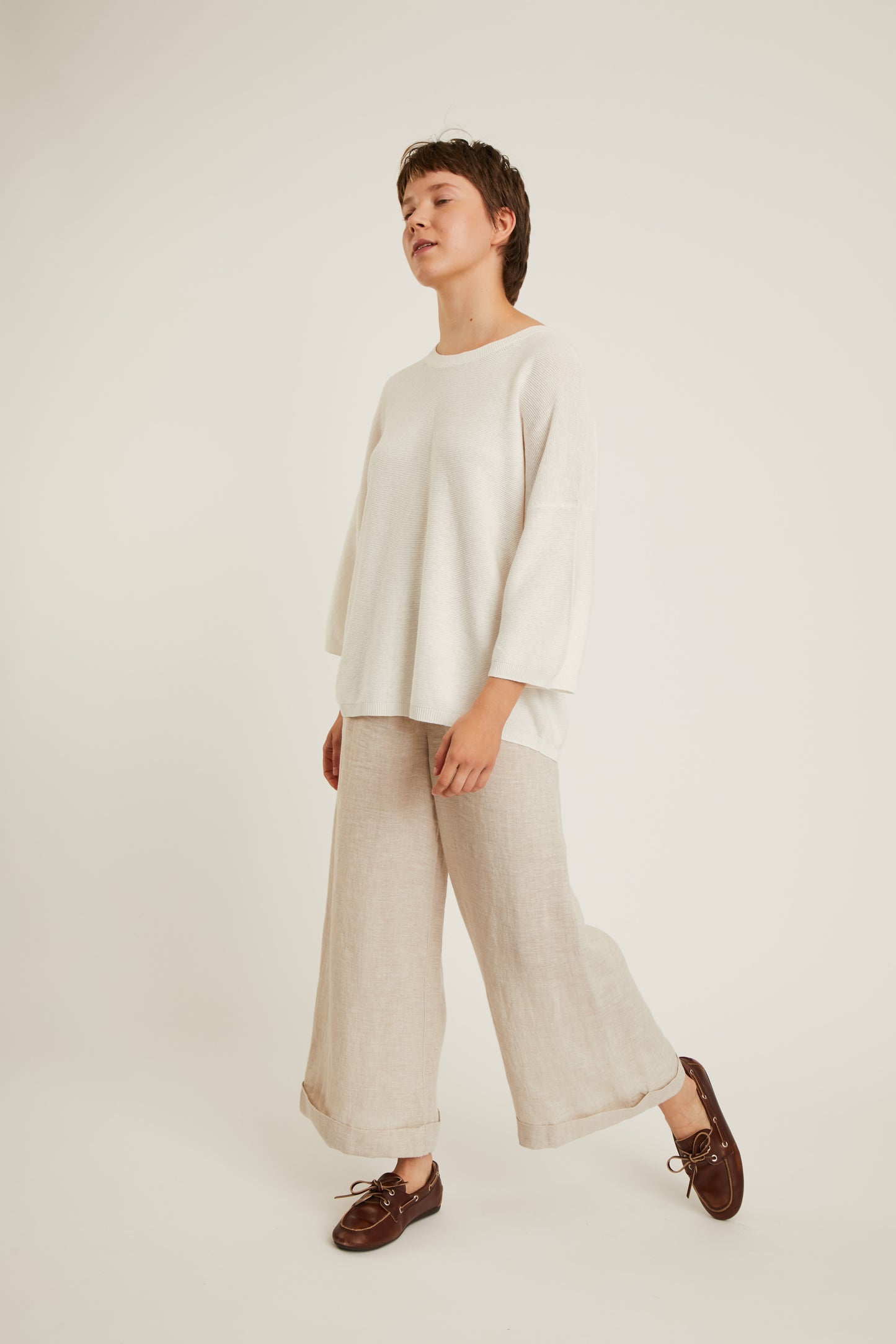 chandail en lin et coton à manches 3/4 TIMEA