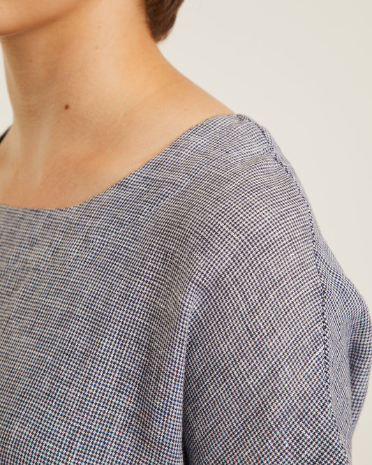 robe en lin REBECCA à motif mini pied-de-poule