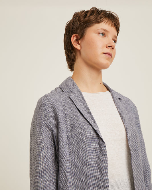 veste en lin NINON à motif mini pied-de-poule