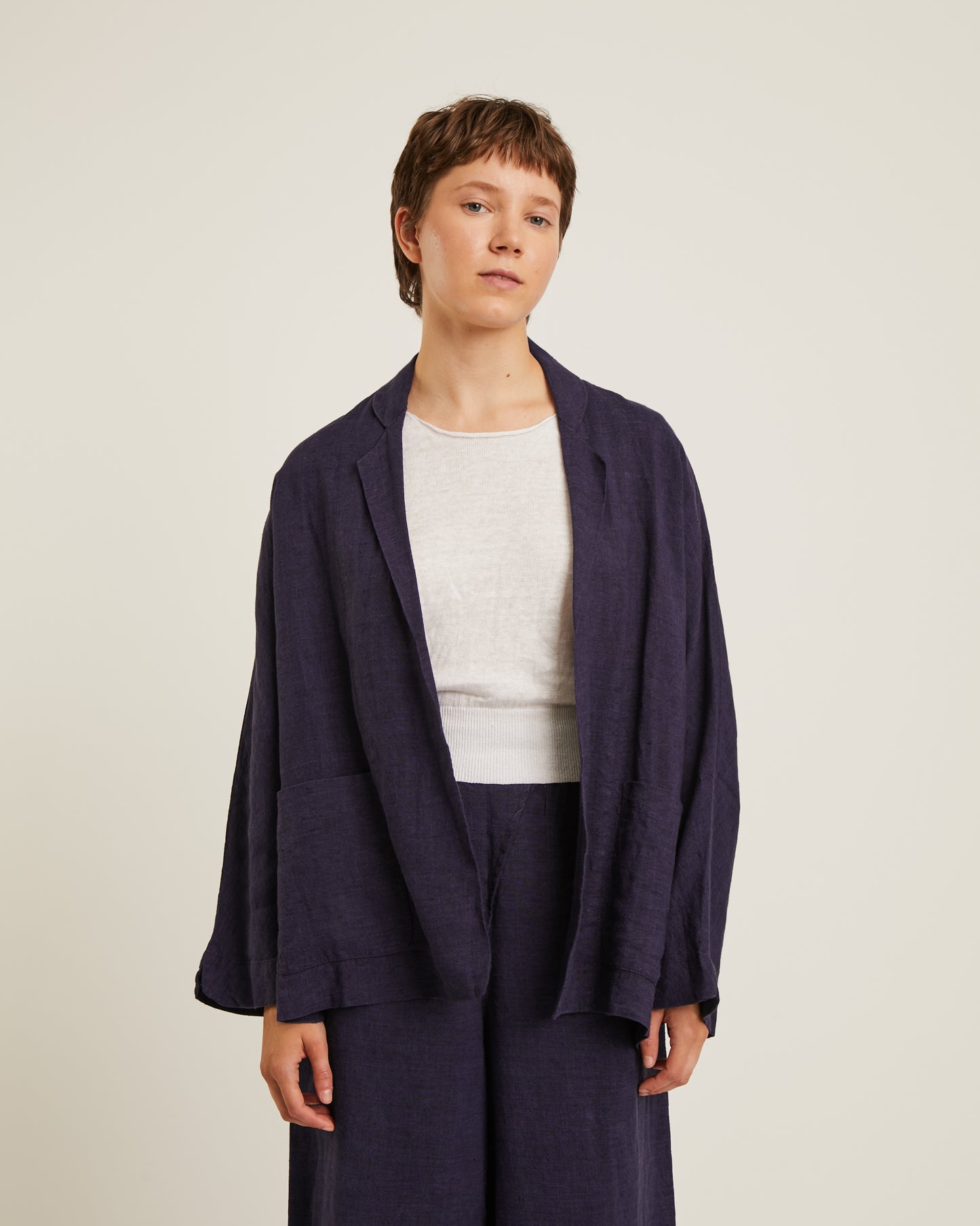 pantalon large et court en lin lavé LEA