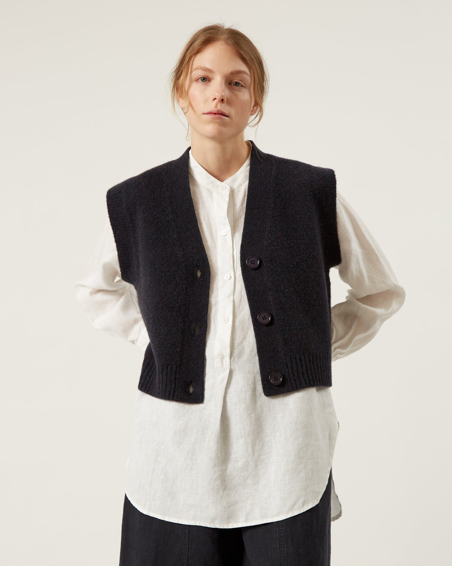cardigan sans manches en laine et yak ELAYNE