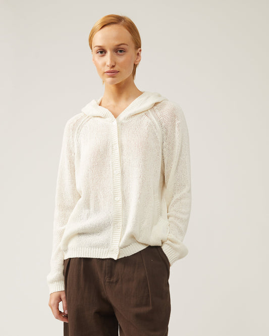 cardigan à capuche en coton et soie PORTIA