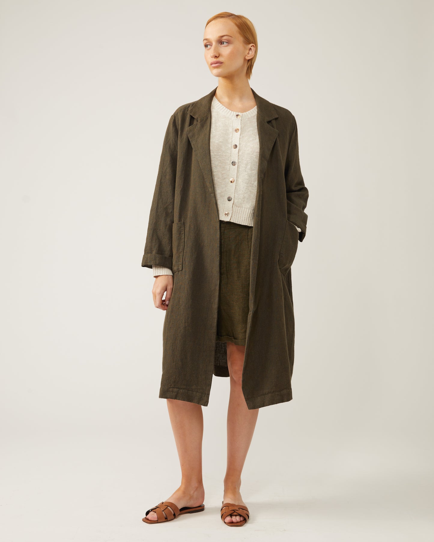 manteau JANAYA en épaisse crêpe de lin