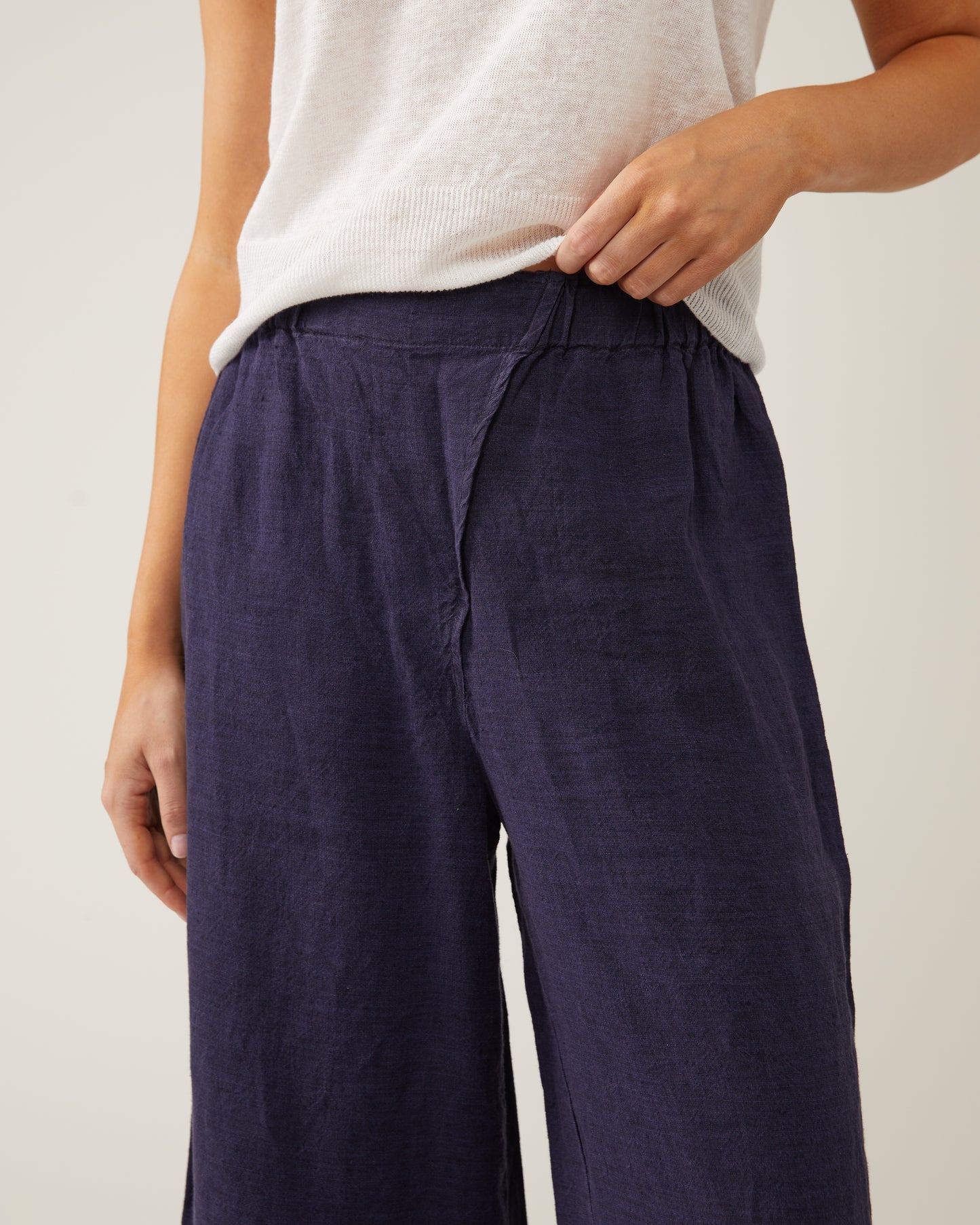 pantalon large et court en lin lavé LEA