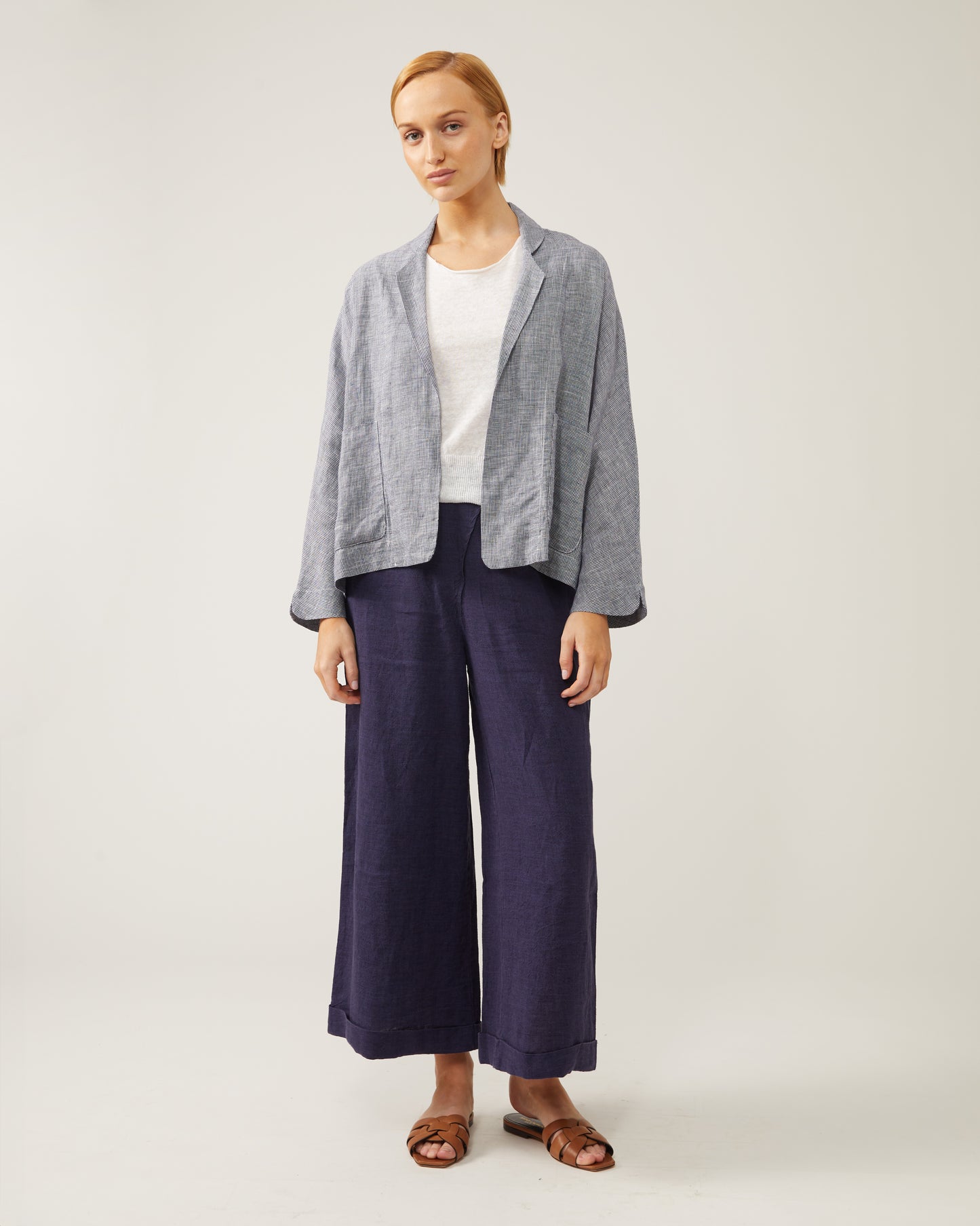 pantalon large et court en lin lavé LEA