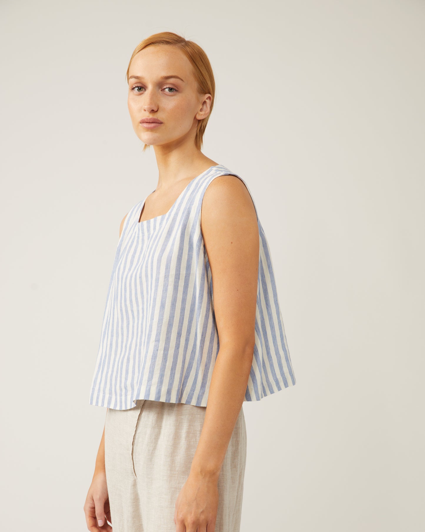 top rayé en lin AYA