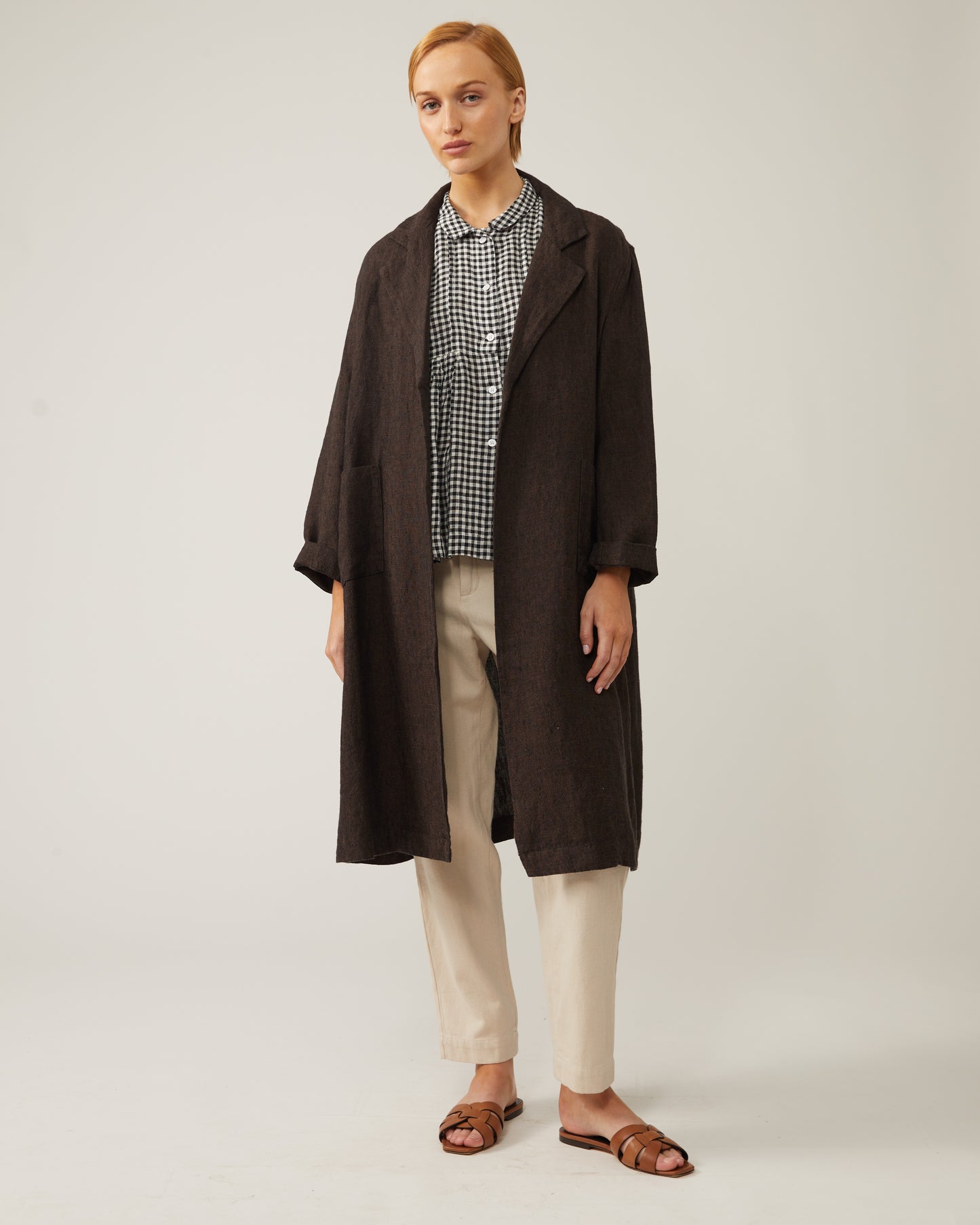 manteau JANAYA en épaisse crêpe de lin