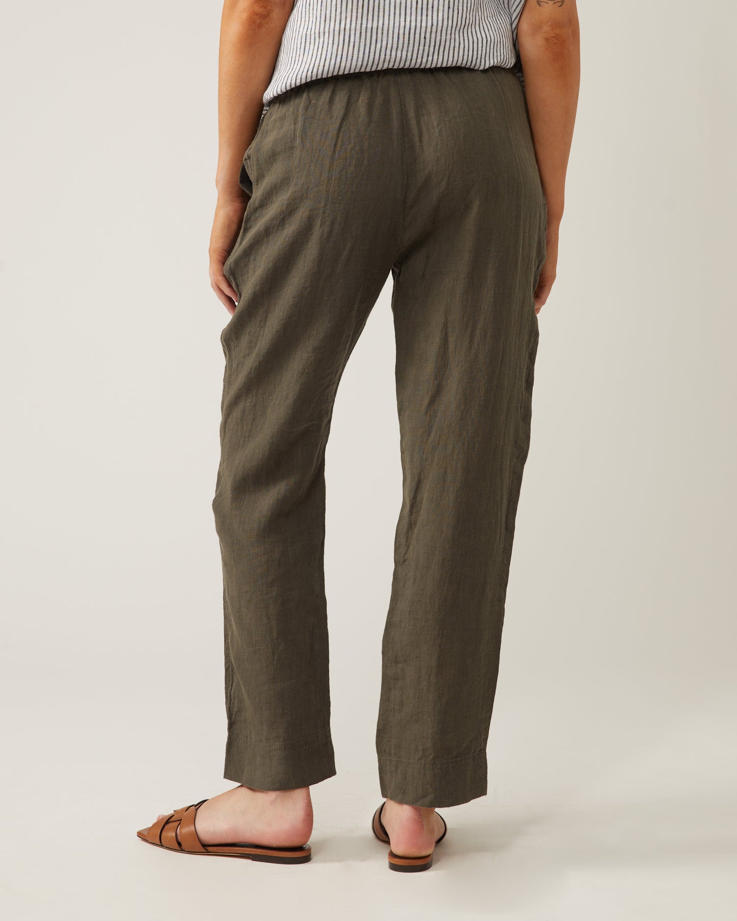 pantalon à cordon en lin lavé ALLEN