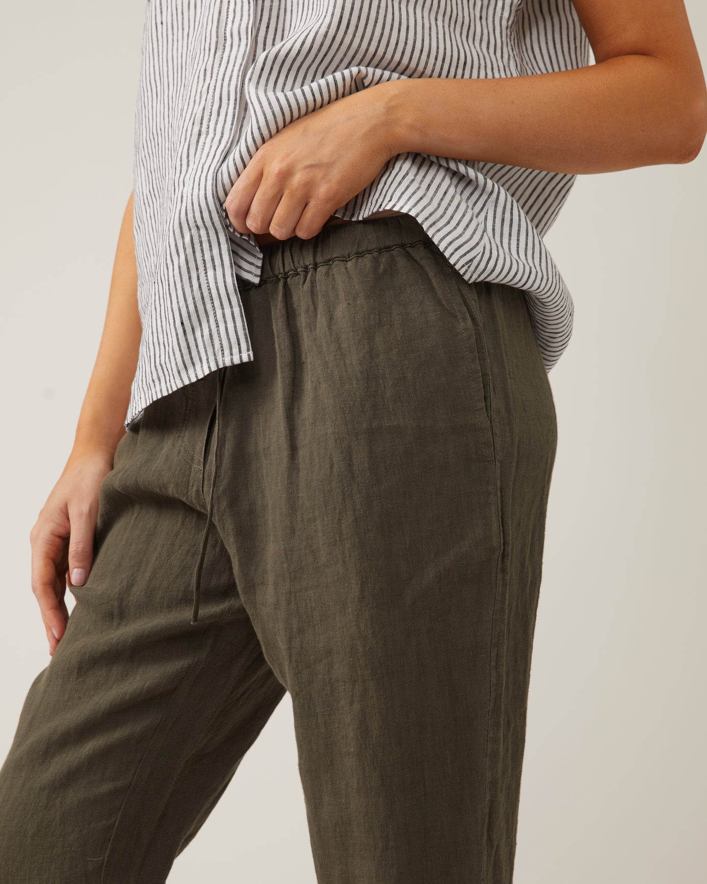 pantalon à cordon en lin lavé ALLEN