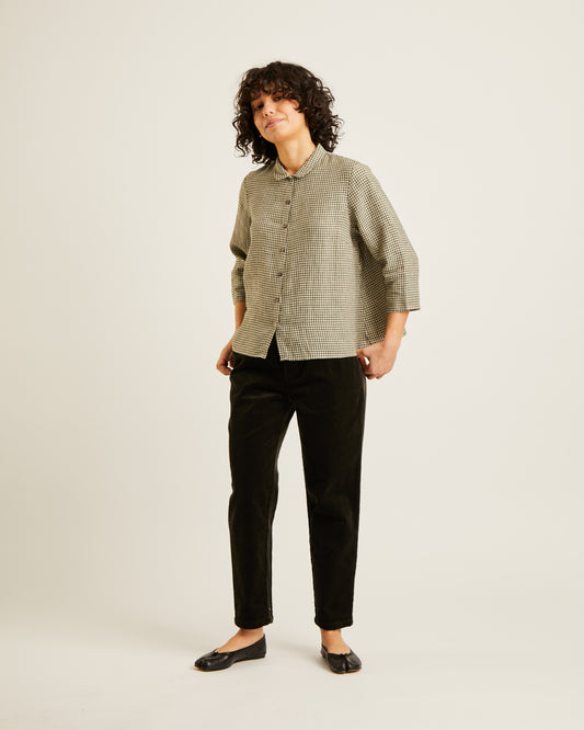 blouse en lin PIPPA à petits carreaux