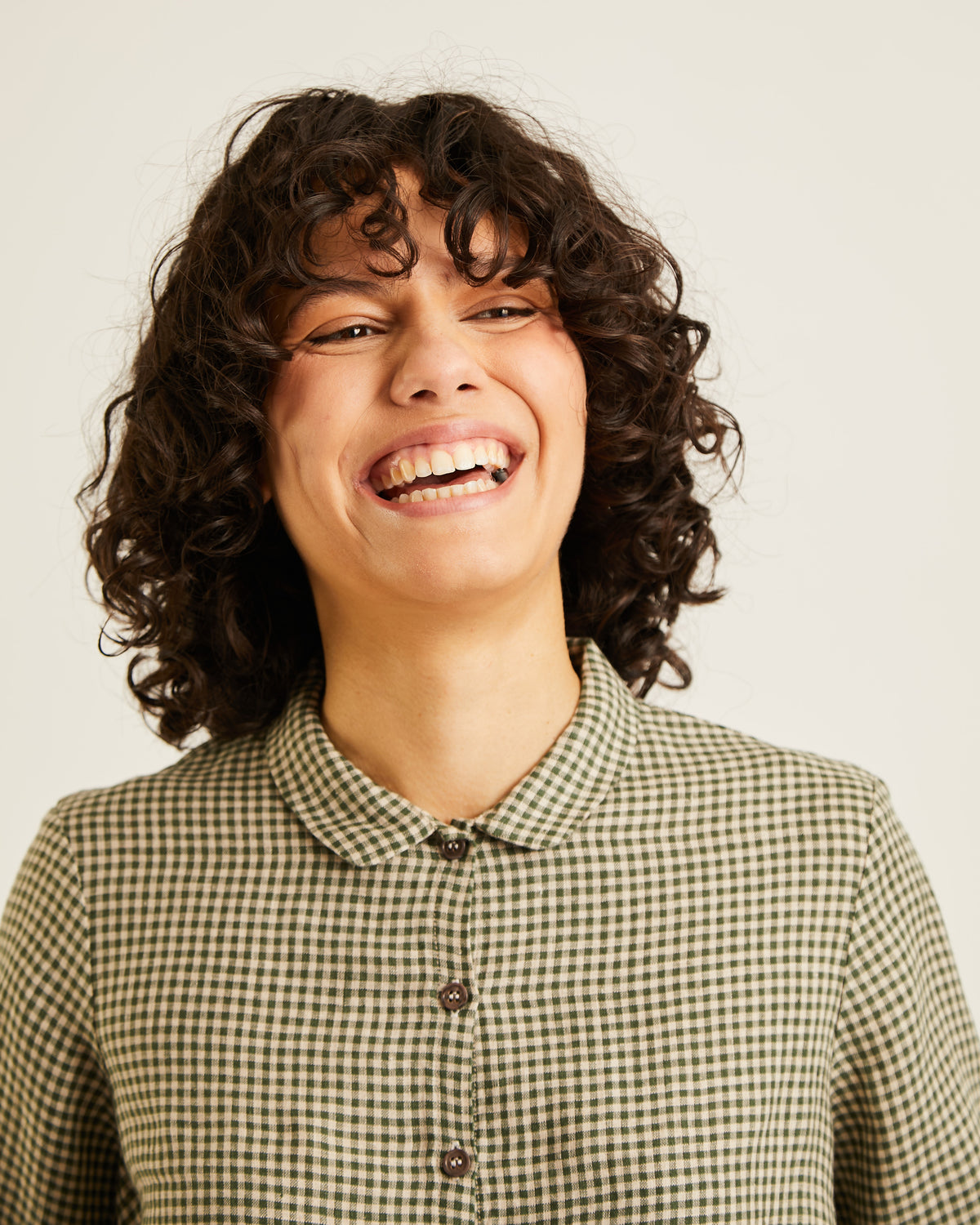 blouse en lin PIPPA à petits carreaux