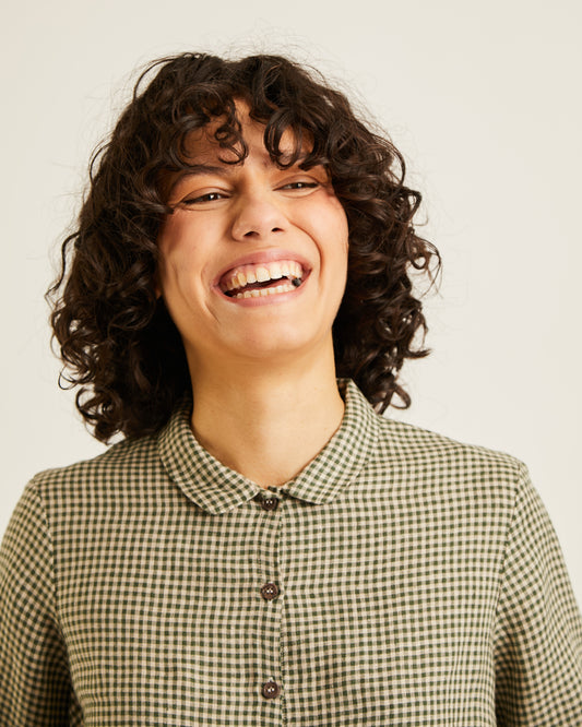 blouse en lin PIPPA à petits carreaux