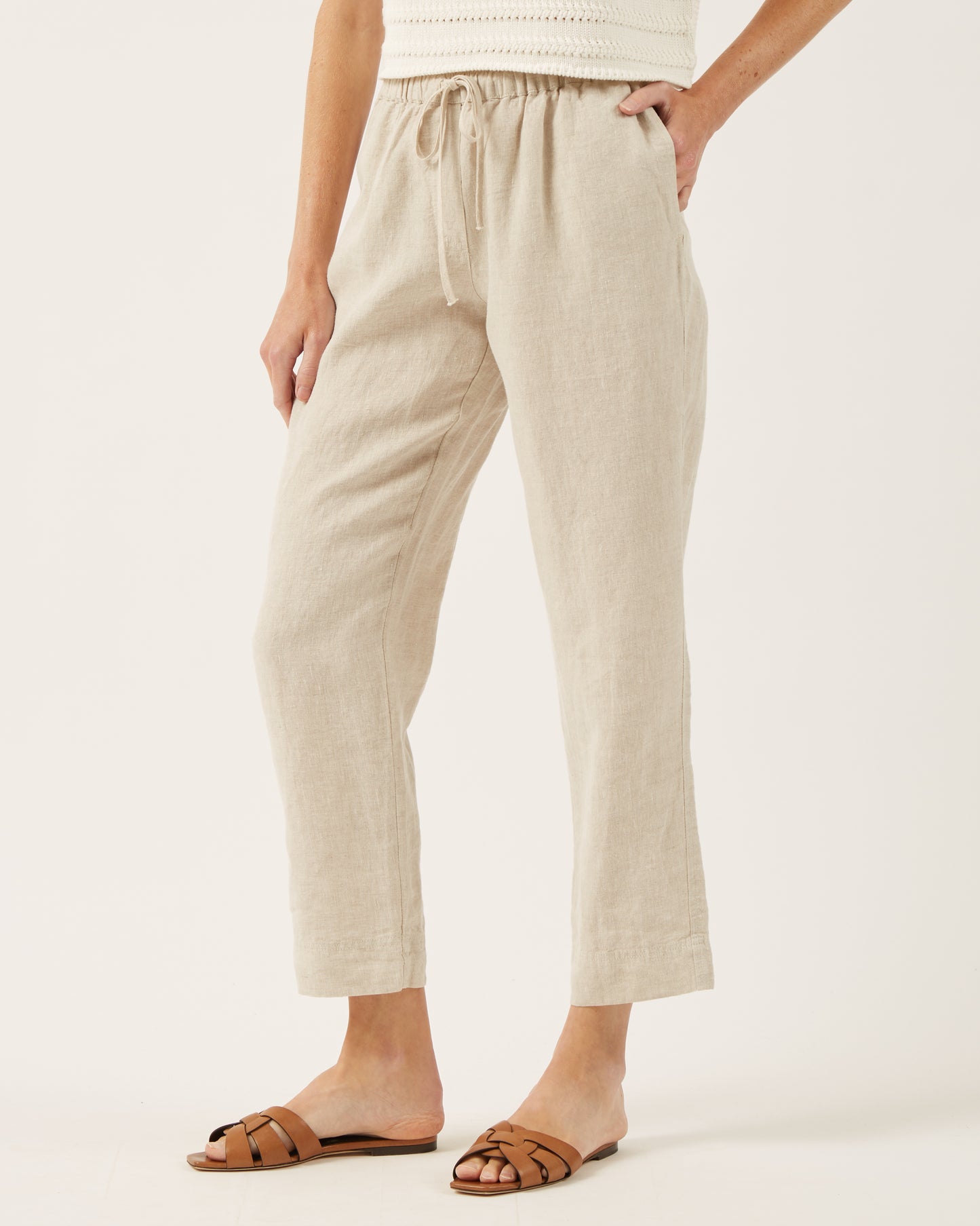pantalon à cordon en lin lavé ALLEN