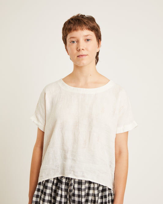 top JOANNA en lin avec détails ajourés