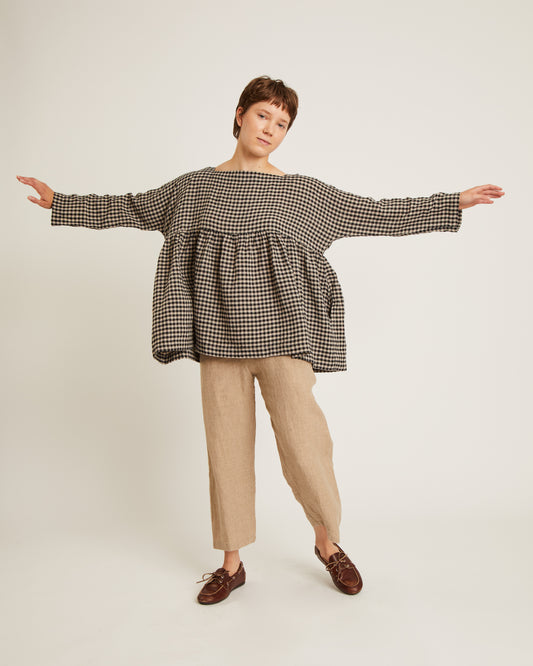 top en lin à petits carreaux vichy NEVAN