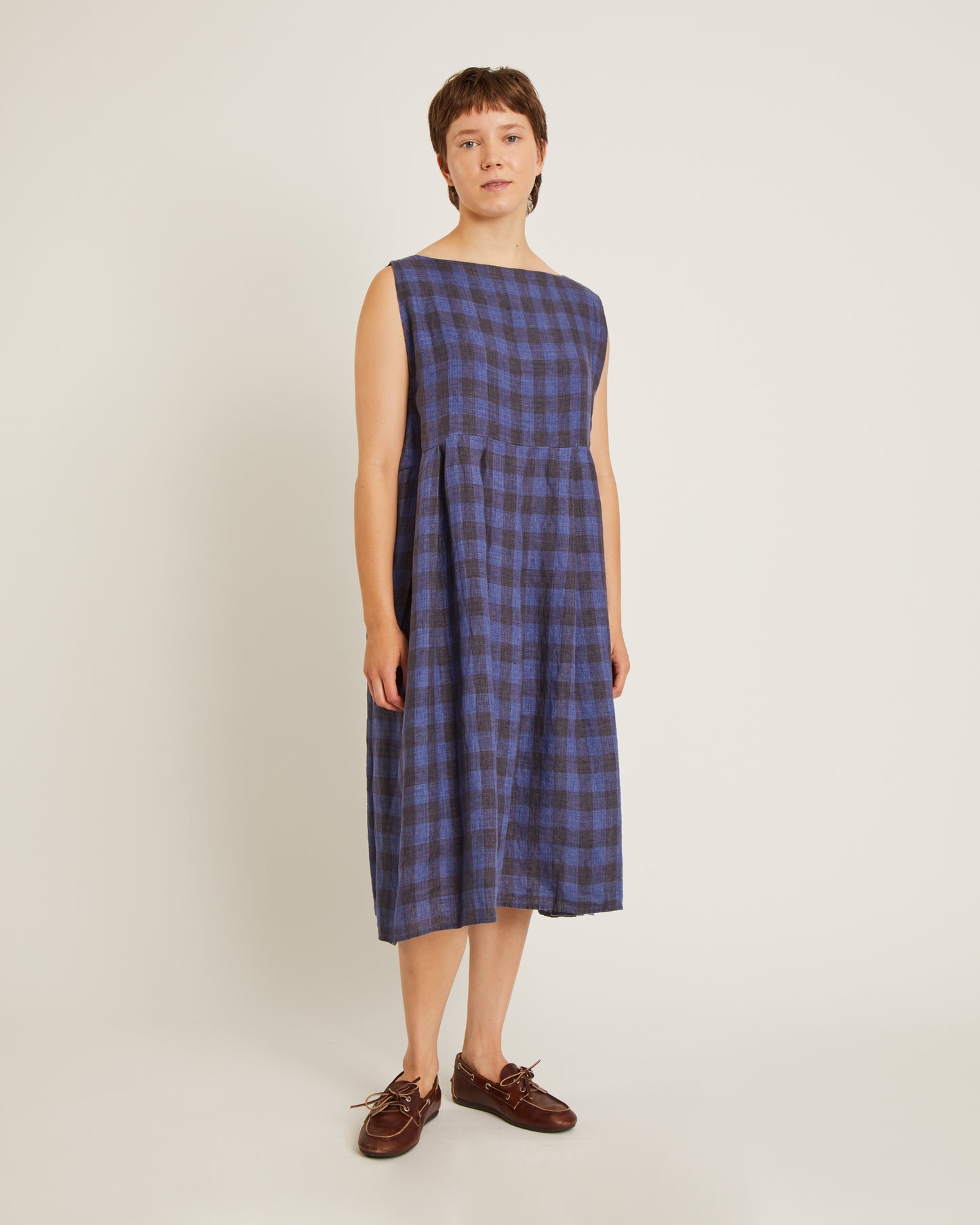 robe en lin LULLY à carreaux