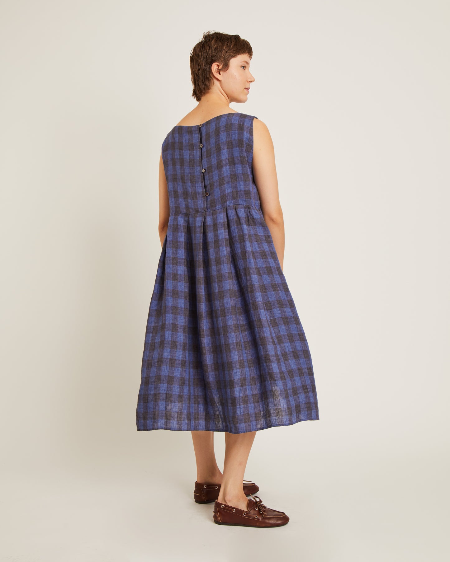 robe en lin LULLY à carreaux