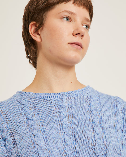 chandail sans manches à maille torsadée en lin et soie ROSA