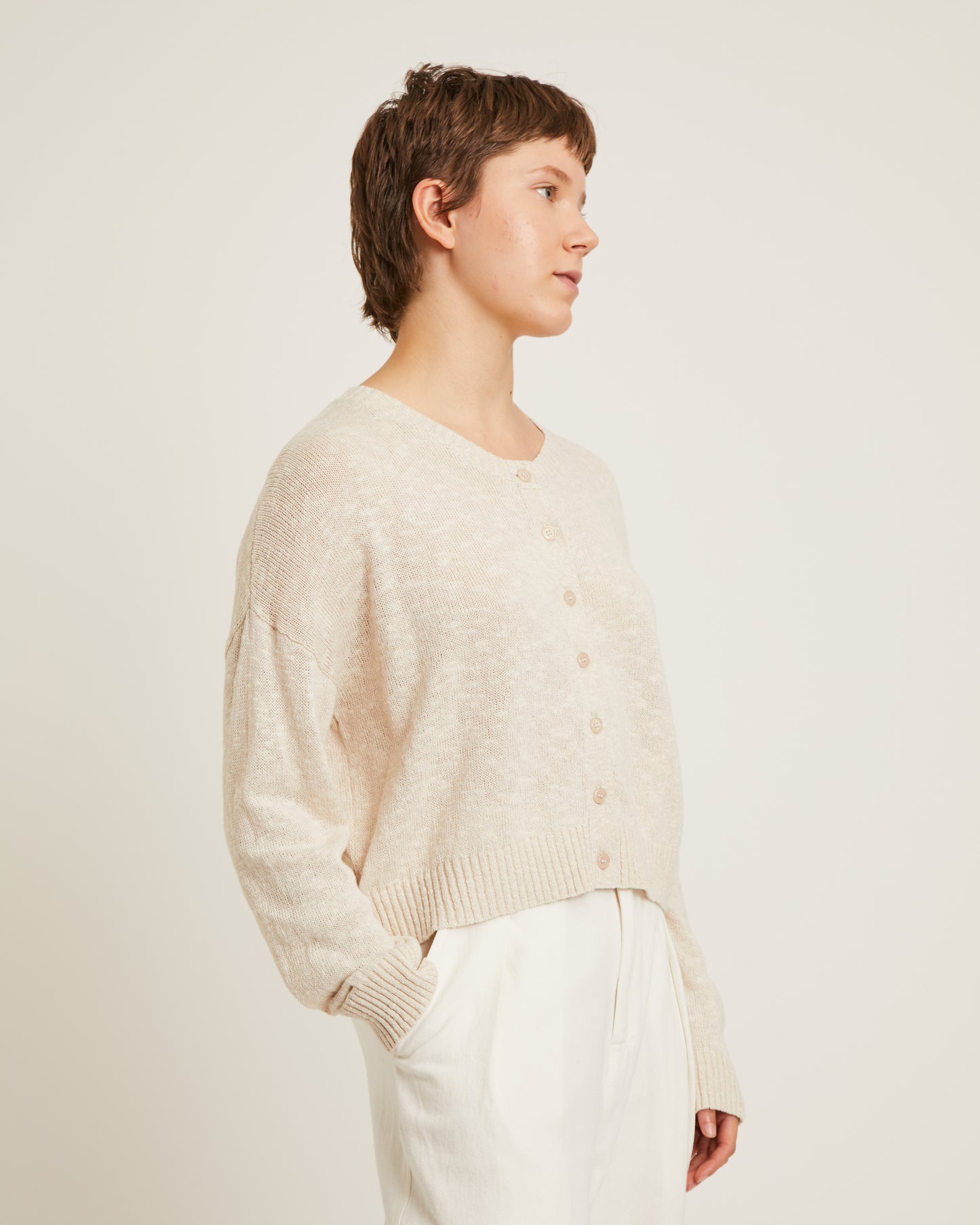 cardigan en mélange de lin et soie ALESSIA