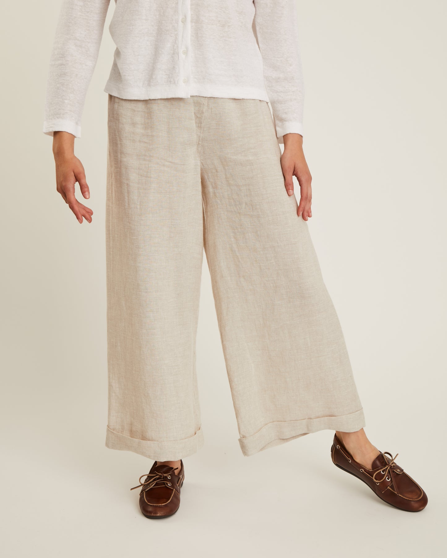 pantalon large et court en lin lavé LEA