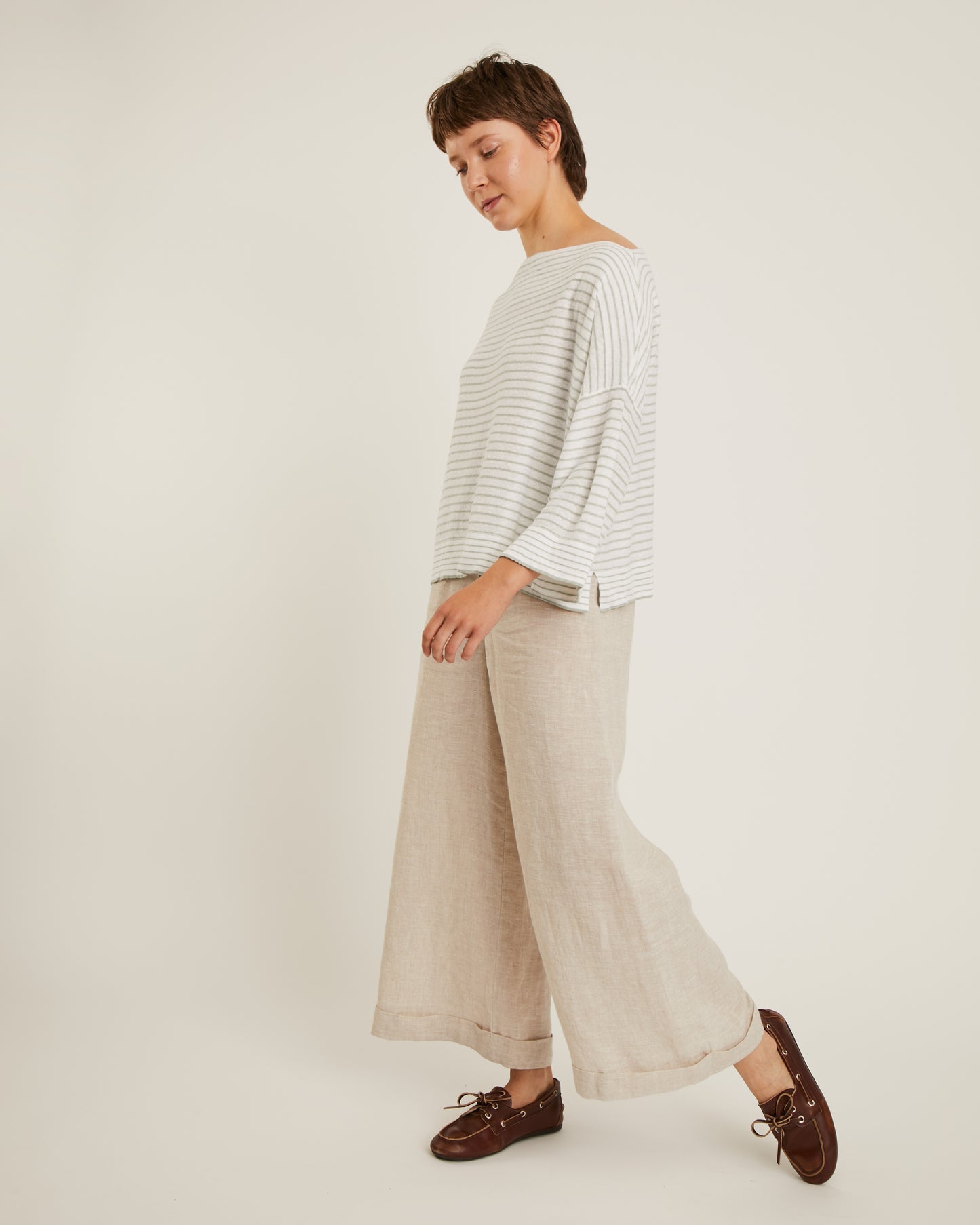 pantalon large et court en lin lavé LEA