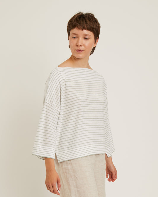 chandail rayé en lin à col bateau BROOKE