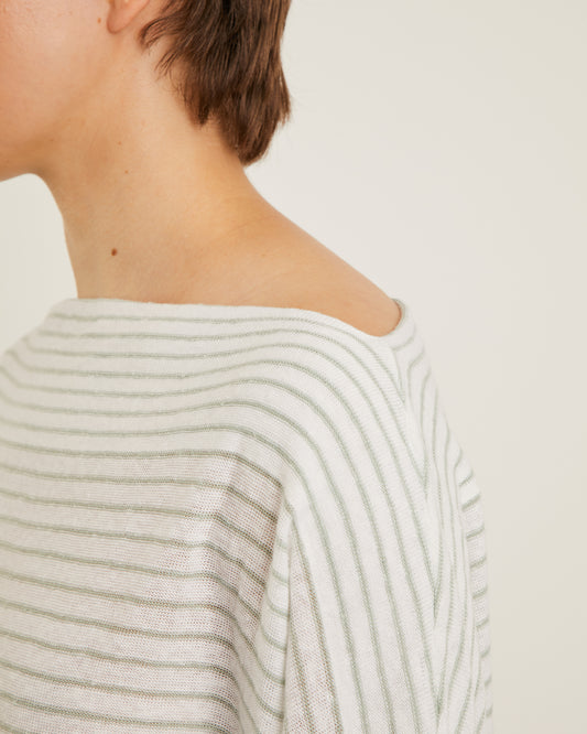 chandail rayé en lin à col bateau BROOKE