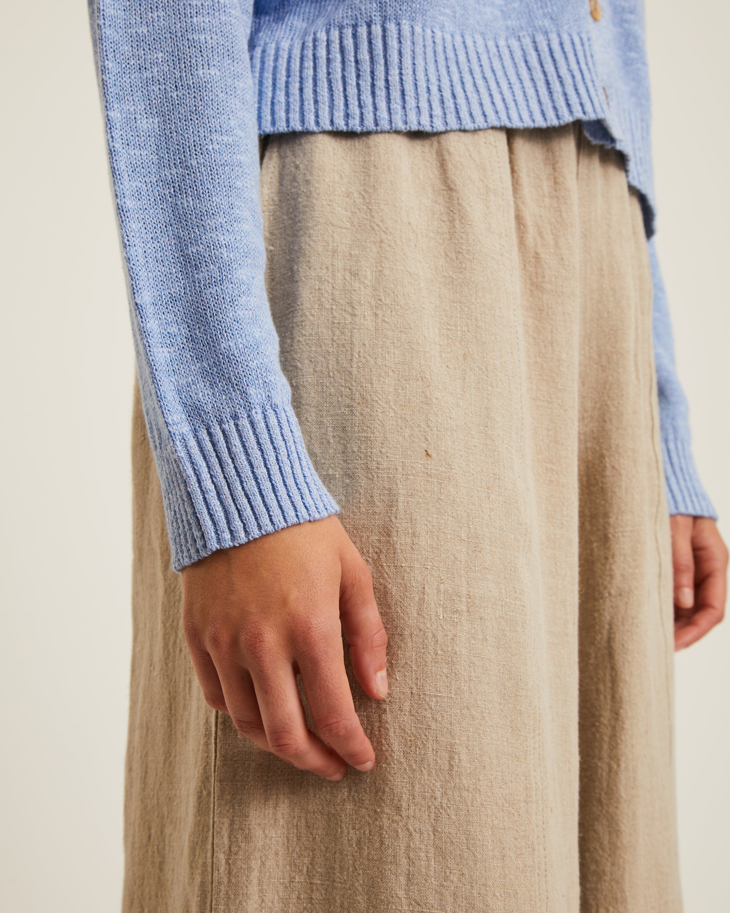 pantalon en lin large et court à taille élastiquée DOMI